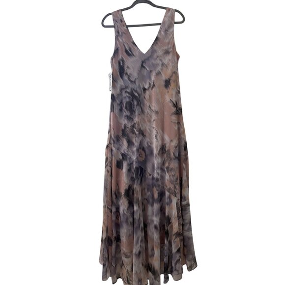 R&M Richards Sleeveless Floral Print Maxi Dress With Asymmetrical Ruffle Hem - Picture 13 of 15